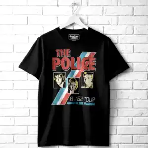Vintage The Police band tour T-shirt featuring 81/82 Ghost in the Machine design, perfect for music.