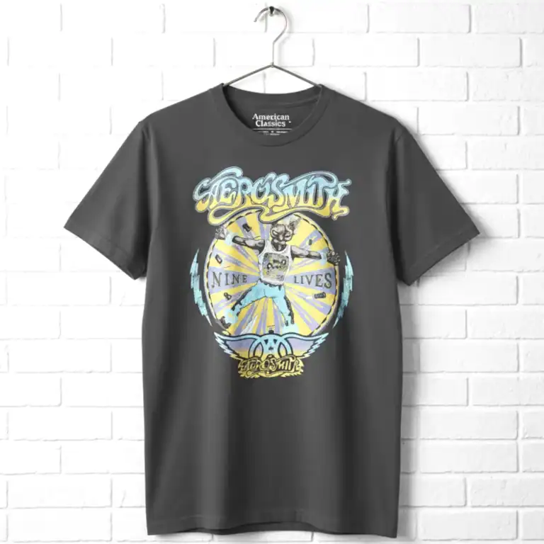 Aerosmith Nine Lives Wheel Men's T Shirt