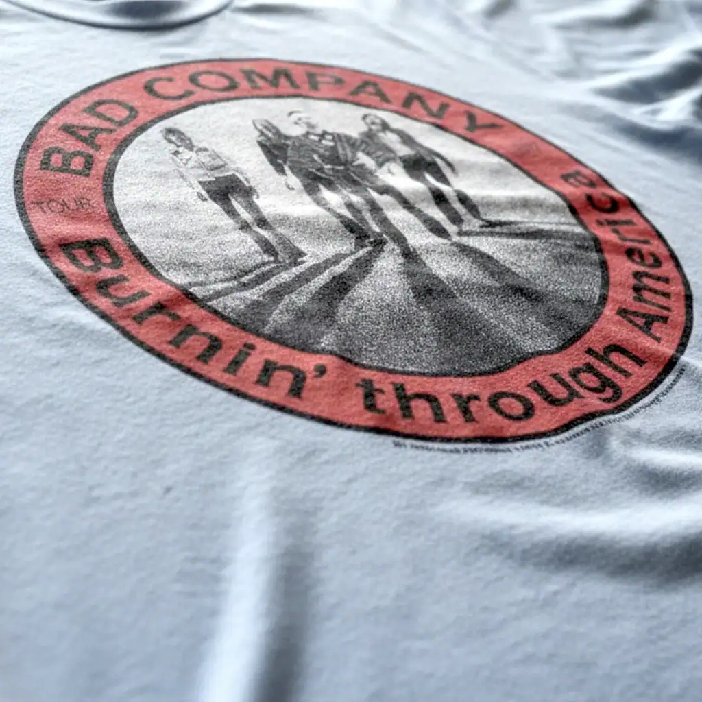 Bad Company Burning Through America Tour 1977 Men's T Shirt - Image 3