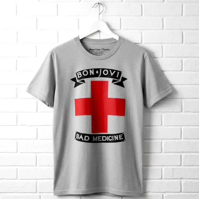 Bon Jovi Bad Medicine Gray Men's T Shirt