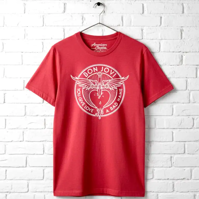 Bon Jovi You Give Love a Bad Name Men's Red T Shirt