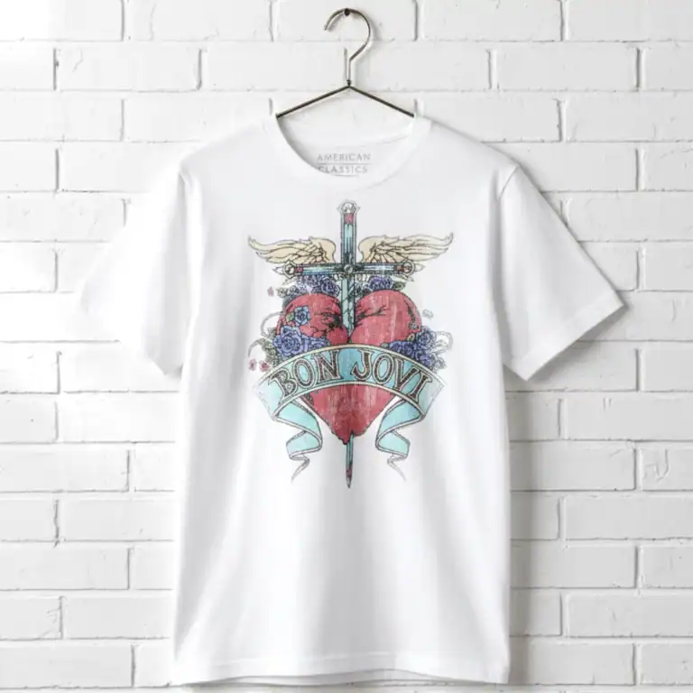 Bon Jovi Pierced Heart Tattoo Men's T Shirt