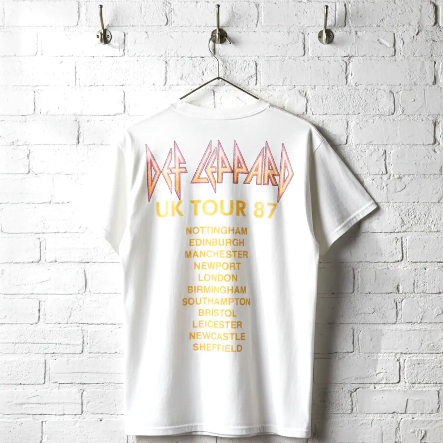 Def Leppard UK Tour 1987 Cities Men's T Shirt - Image 5