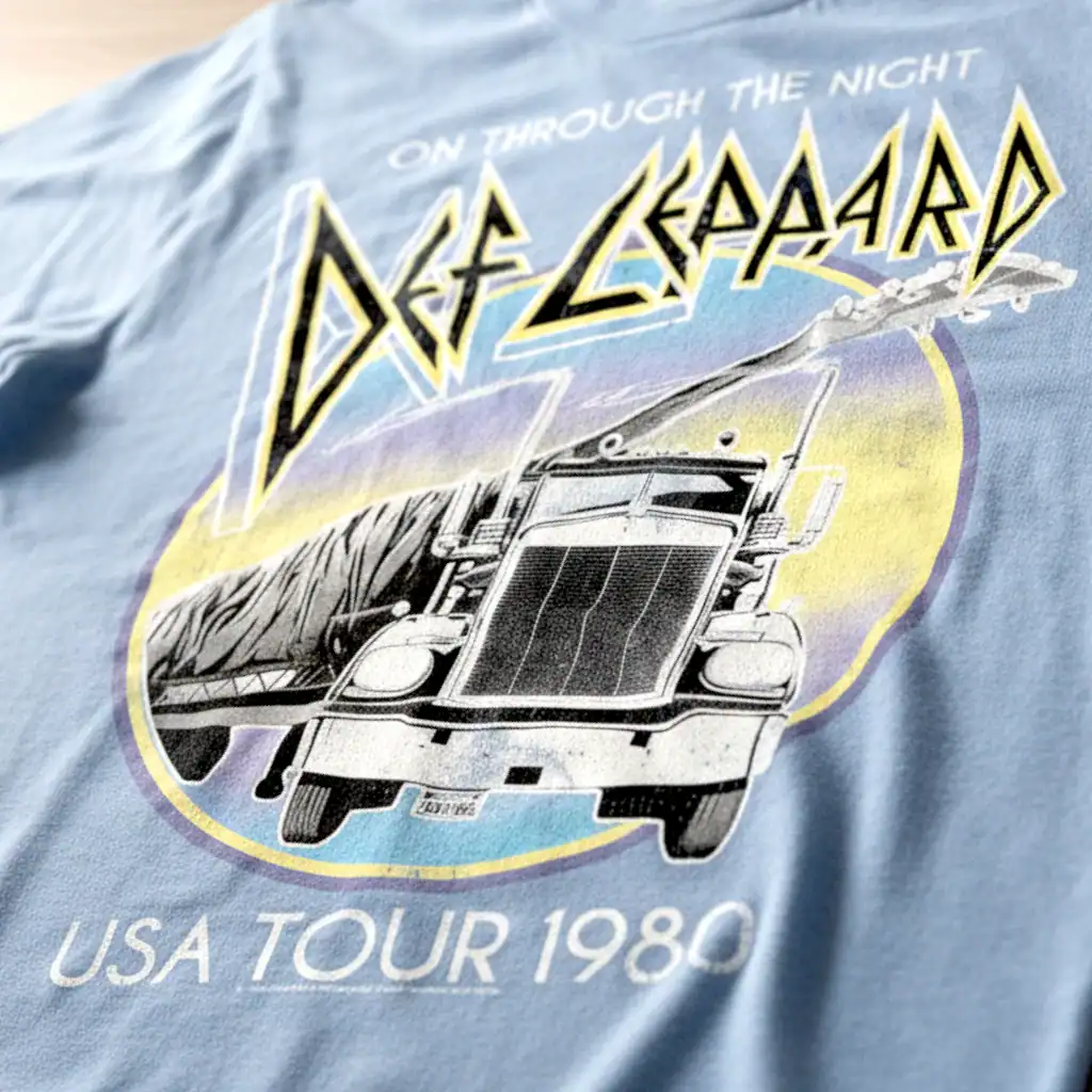 Def Leppard On Through the Night USA Tour 1980 Men's T Shirt - Image 3