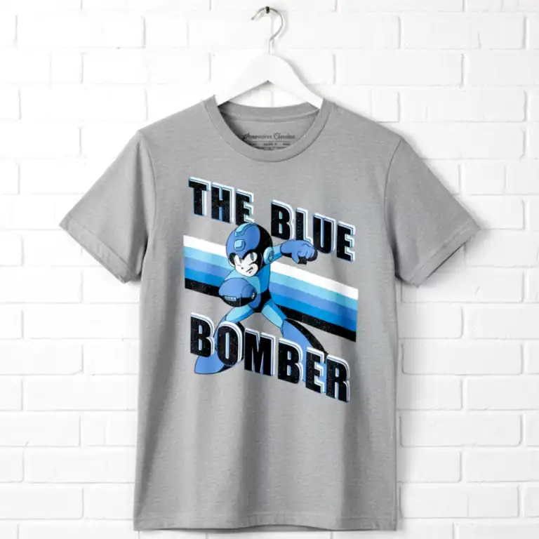 Megaman Blue Bomber Retro Stripes Men's T Shirt